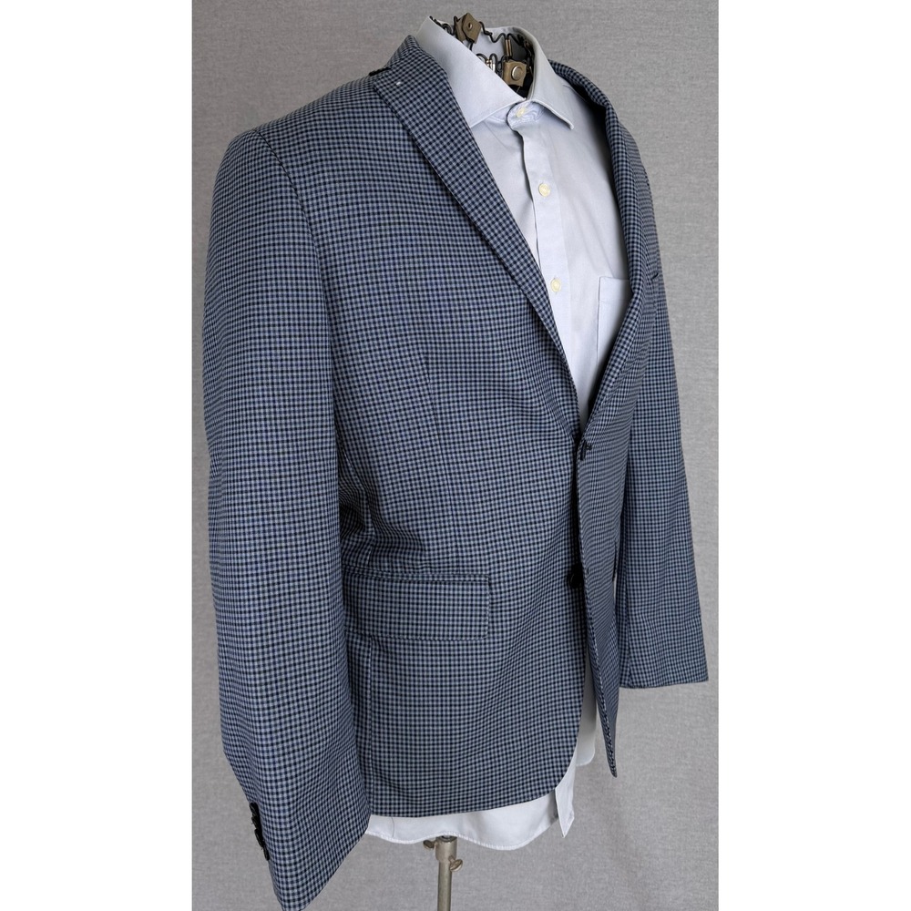 Bespoke‎ Samuel Blue Wool Micro Check Blazer Sport Coat 40R JBW618SCT